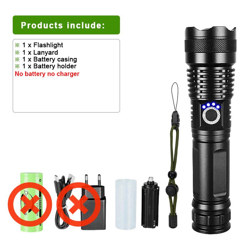9000LM Powerful Flashlight USB Rechargeable Torch Light High Power LED Flashlight Zoom Camping Lantern Work Lamp