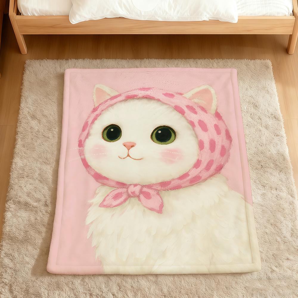 kawaii cartoon Kitten Cat with a Hood Flannel soft warm plush blanket sofa living room pet hogar bedroom gift home Car portable