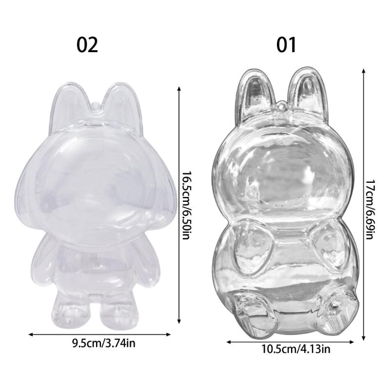 Clear Acrylic Figure Display Case With Silicone Chain Figure Carrying Case Protective Covers for Plush Doll Toy Figure