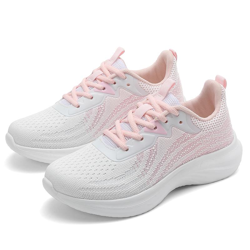 

MCTIN женские кружевные кроссовки мягкая подошва сетчатая прогулочная обувь низкая дышащая повседневная обувь 35 розовый/белый