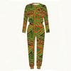 Female Round Neck Long Sleeve Top And Elastic Waist Straight Leg Trousers Two Piece Leisure Outfit