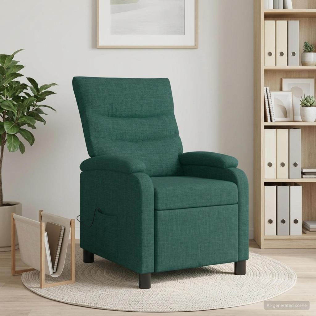 Massage Relax Chair Dark Green Fabric