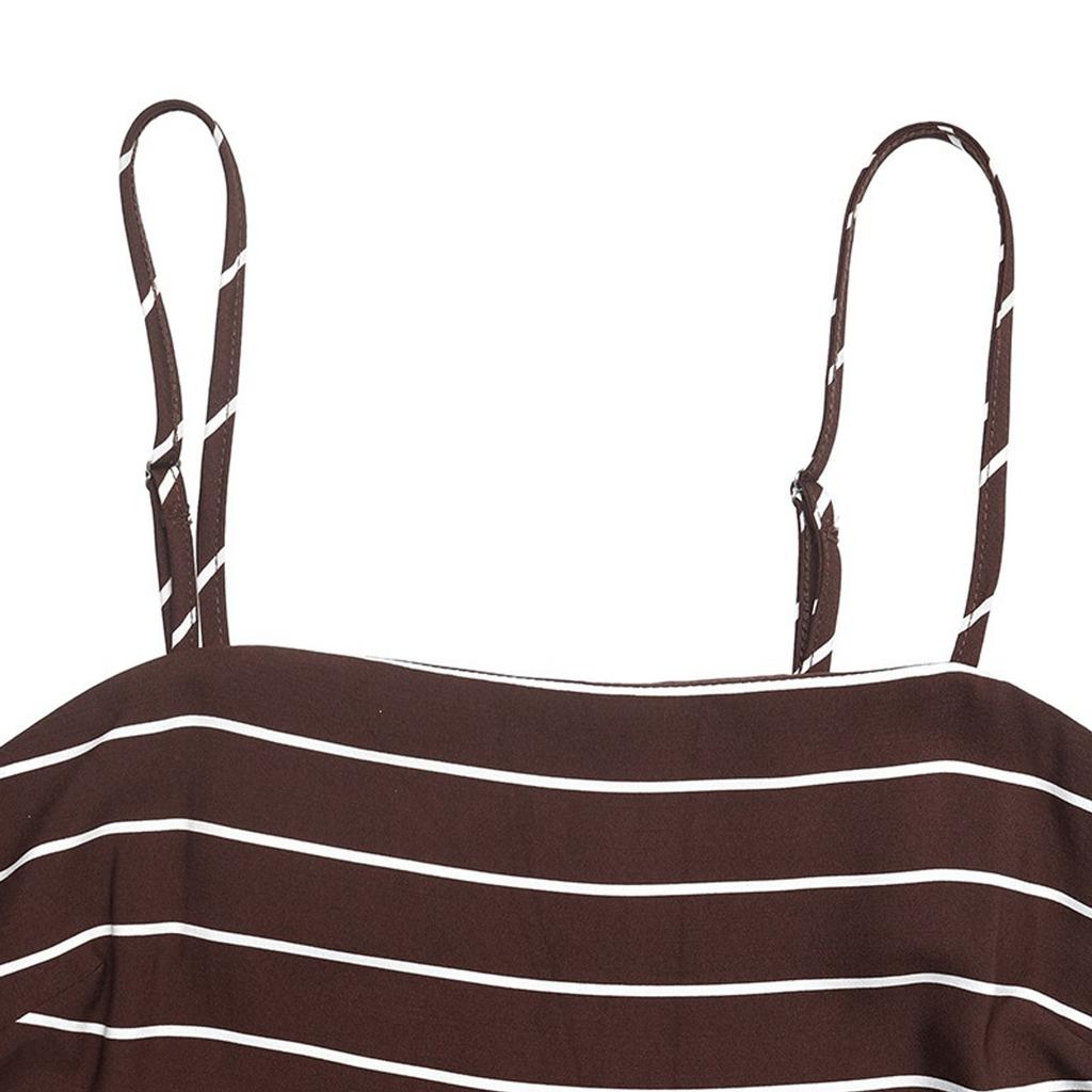Women Striped Maxi Dress Sleeveless Spaghetti Strap Backless Waist Cinched Casual Summer Dress for Vacation Beachwear