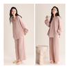 [Apparlxer] Women's Pajamas, Top and Bottom Set, Loungewear, Long Sleeve, V-Neck Top, Long Pants, Trousers, Inner Wear, Double Gauze, Cotton, Loose,