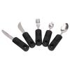 5 pièces Ustensiles de ménage Noir Caoutchouc Large Manche Acier inoxydable Fourche Cuillères Set pour la maison