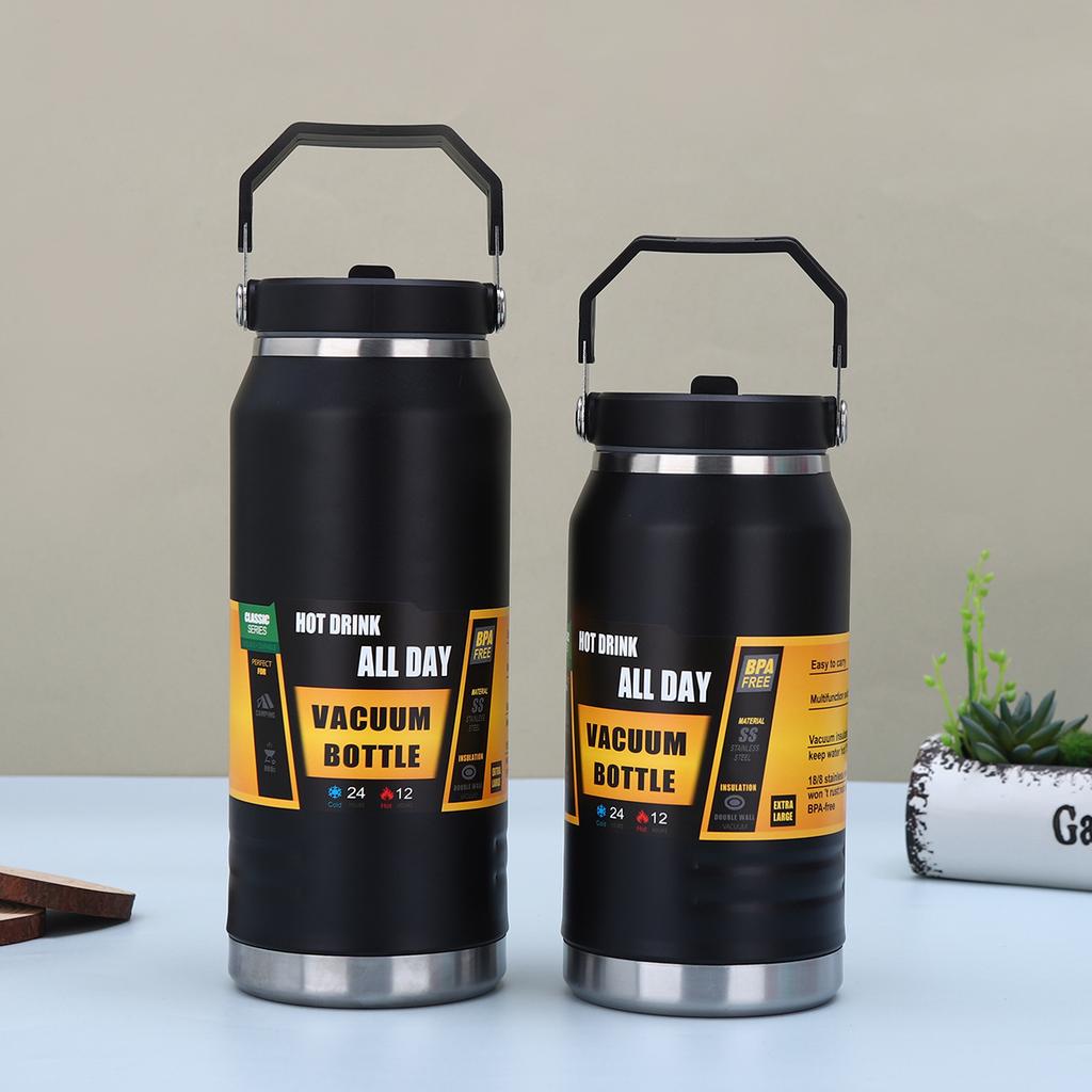 American 304 stainless steel large ice bucket outdoor mountain climbing and cycling sports water bottle straw cup
