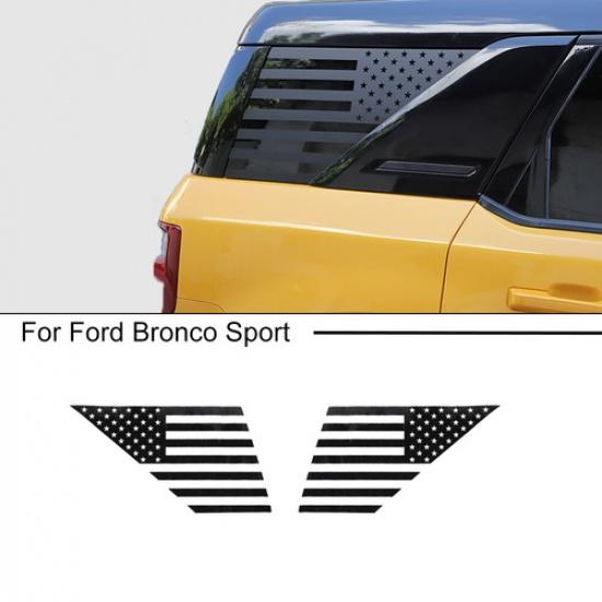US Flag Rear Side Window Decal Trim Sticker For Ford Bronco Sport 2021-23 Black