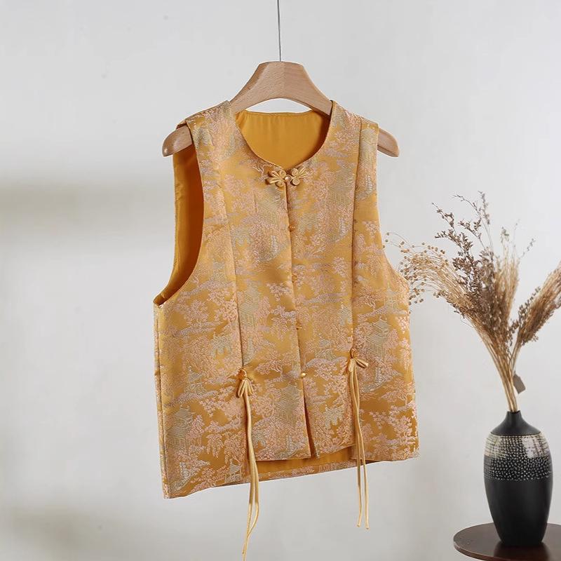 Real Jacquard Brocade Vest Women's 2025 Early Spring New Sweet Temperament Vest Top