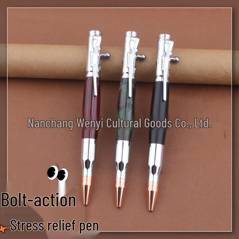 Bullet-Shape Metal Press Gun Bolt Switch Pen with Neutral Ink Refill