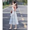 Women's Lace-Spliced Denim Top & Midi Dress Set