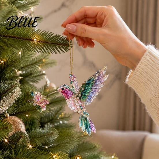 Durable Festive Decor Hanging Thoughtful Ornament Acrylic Animal Christmas Faux Crystal Flat Print Gift