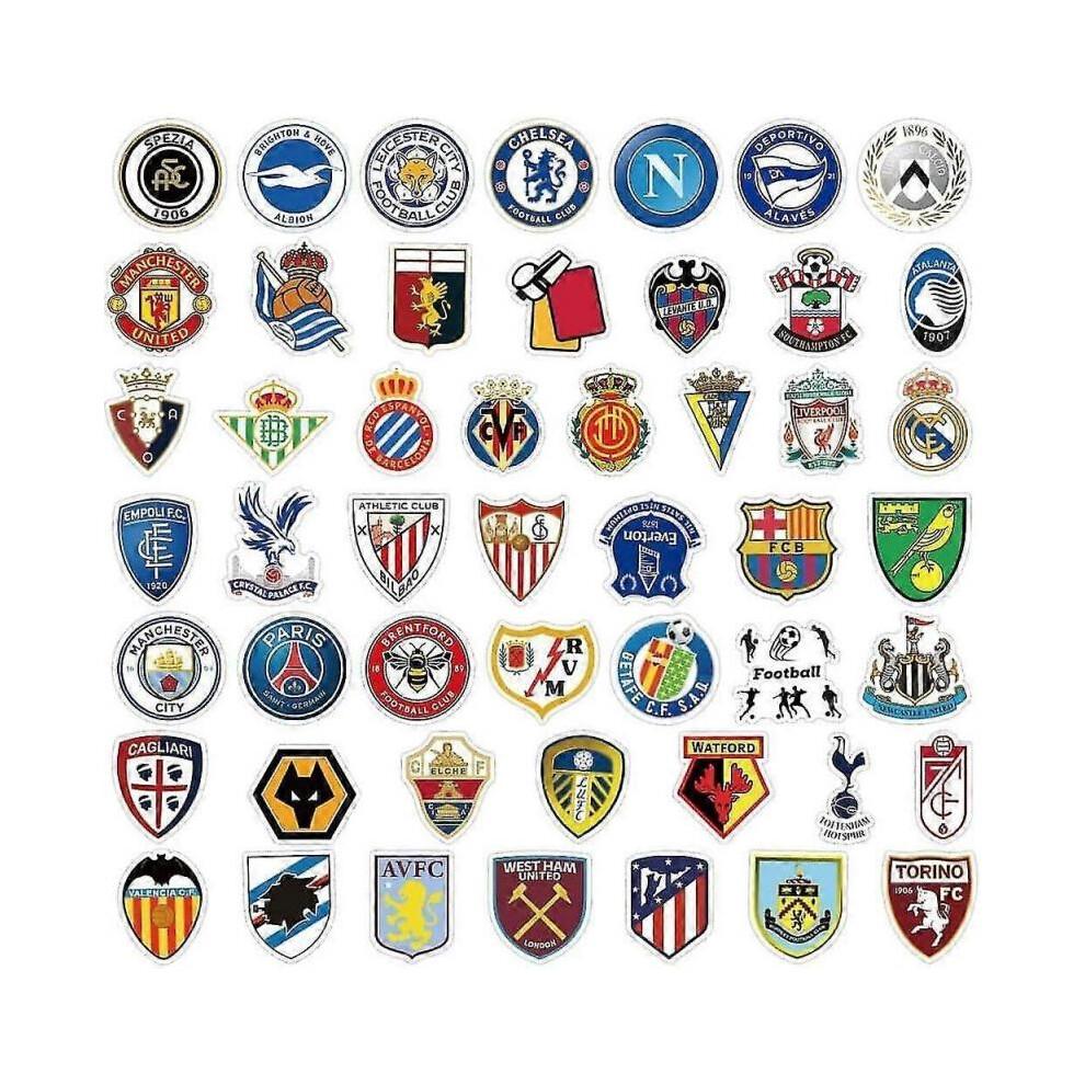 100 Stück Fußball-Team-Logo-Aufkleber, Fußball-Club-Aufkleberpaket, Wasserdichte Vinyl-Aufkleber, Weltmeisterschafts-Spiel-Aufkleber für Laptops
