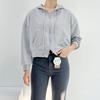 Mizqz Mini Crop Two Way Hooded Zip Up