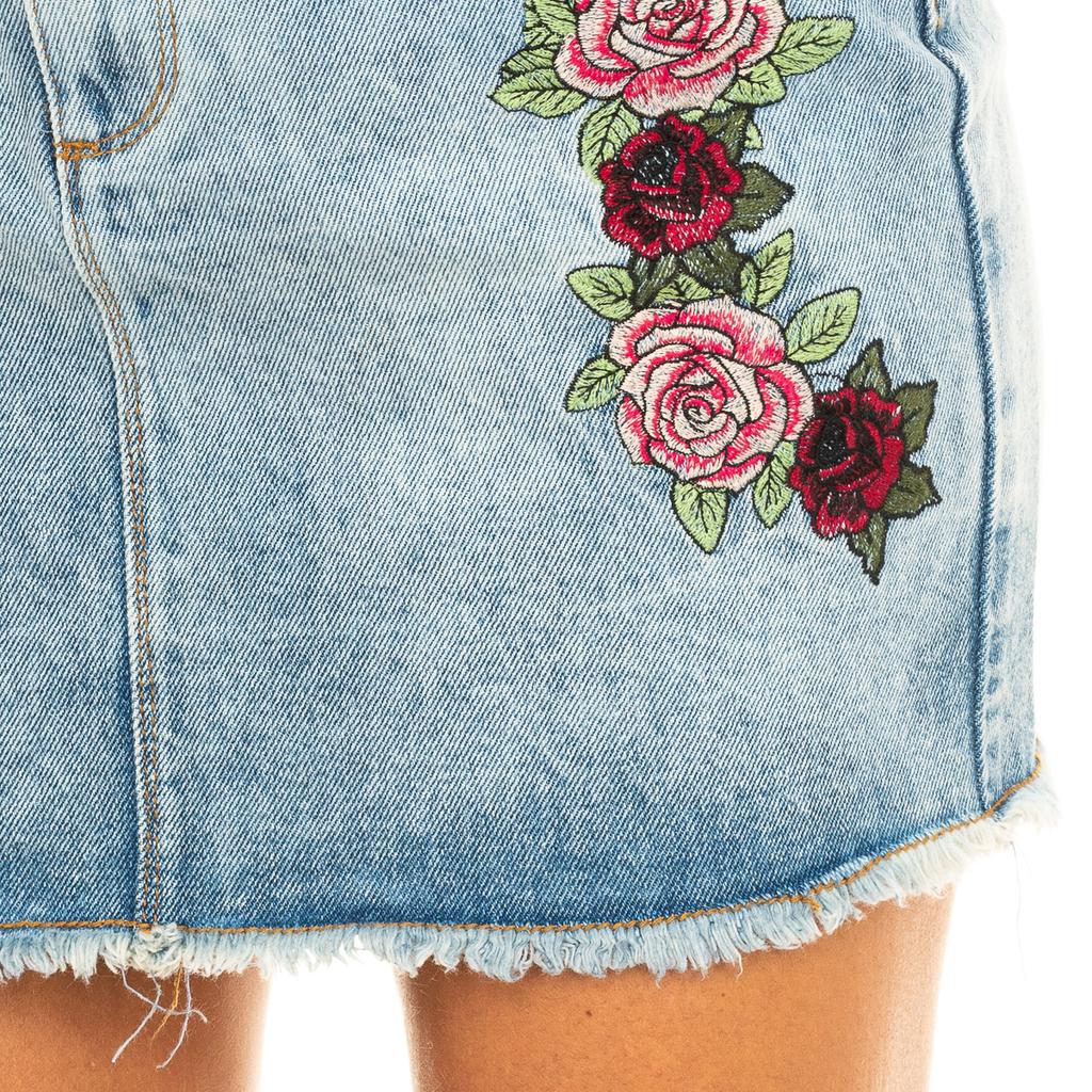 G72011CR Women's Denim Skirt with Frayed Hem