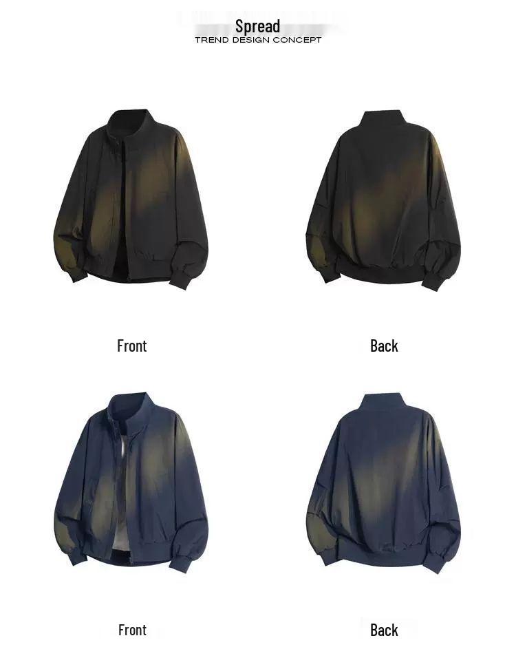 Men's Fleece-Lined Retro Jacket, Autumn/Winter, Stand-Up Collar, High-End, Versatile Solid Color