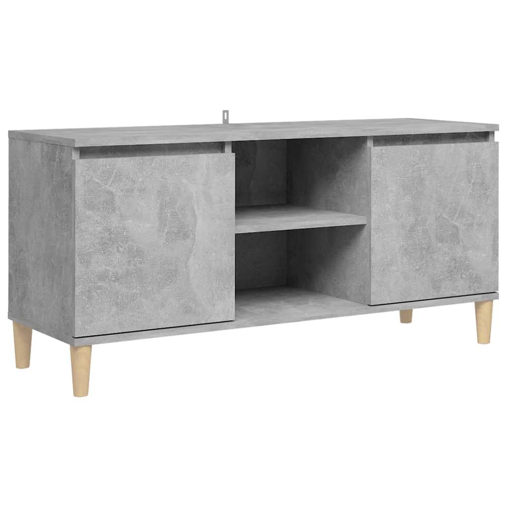 TV Cabinet with Solid Wood Legs Concrete Grey 103.5 x 35 x 50 cm