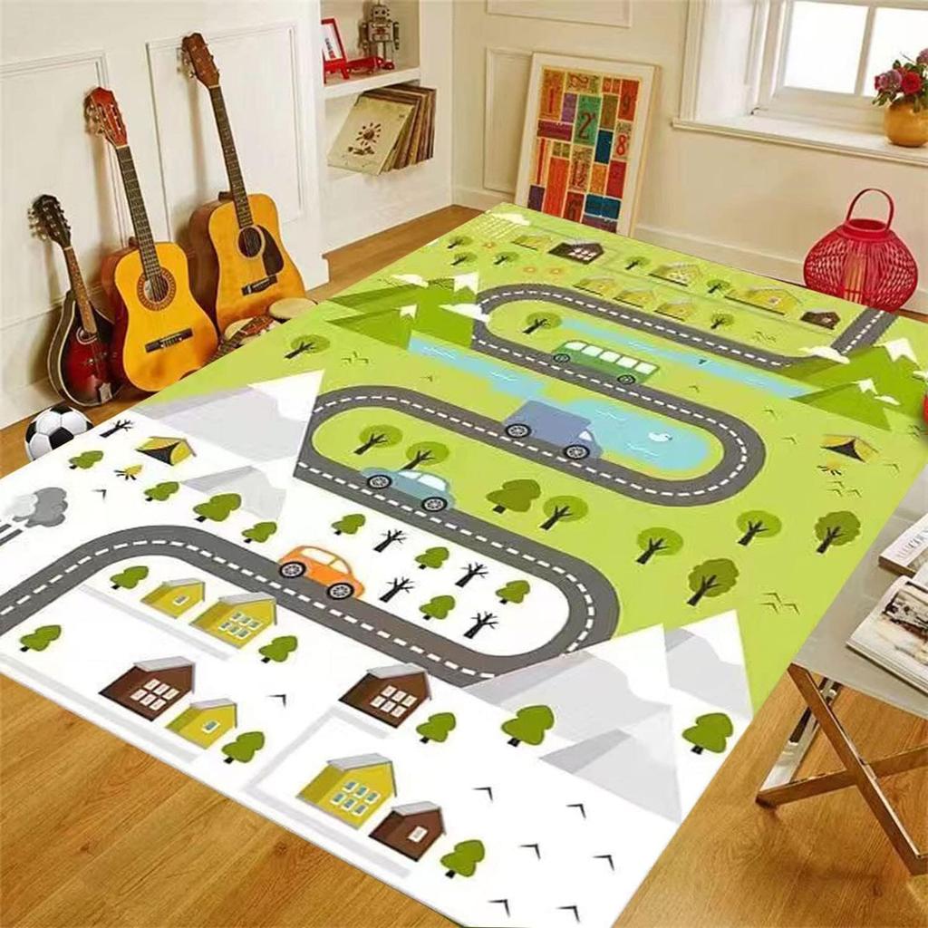 Children's Play Room Carpet , Road and Street Traffic Carpets Puzzle Game Floor Mat for Bath Living Room Baby Room Bedroom Decor
