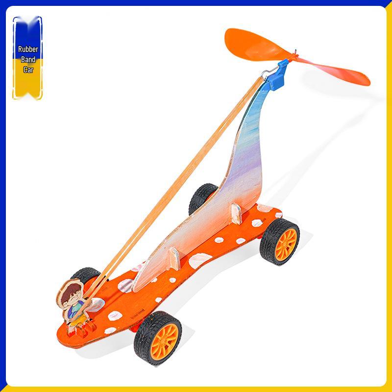 Wind-Powered Wooden Car DIY Kit for STEAM Science Experiment