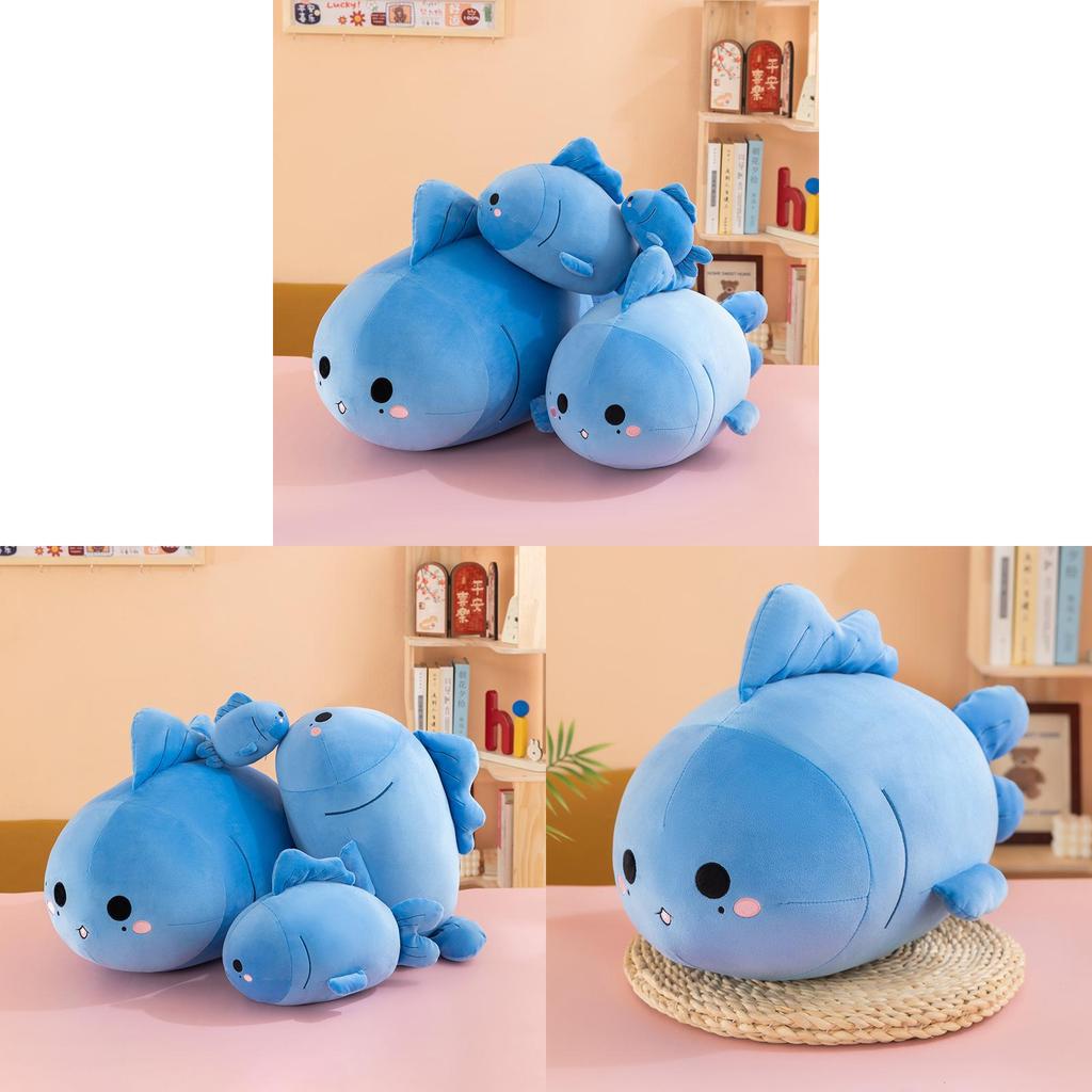 Cute Blue Fish Plush Toy Soft Stuffed Animal Gift For Kids And Teens
