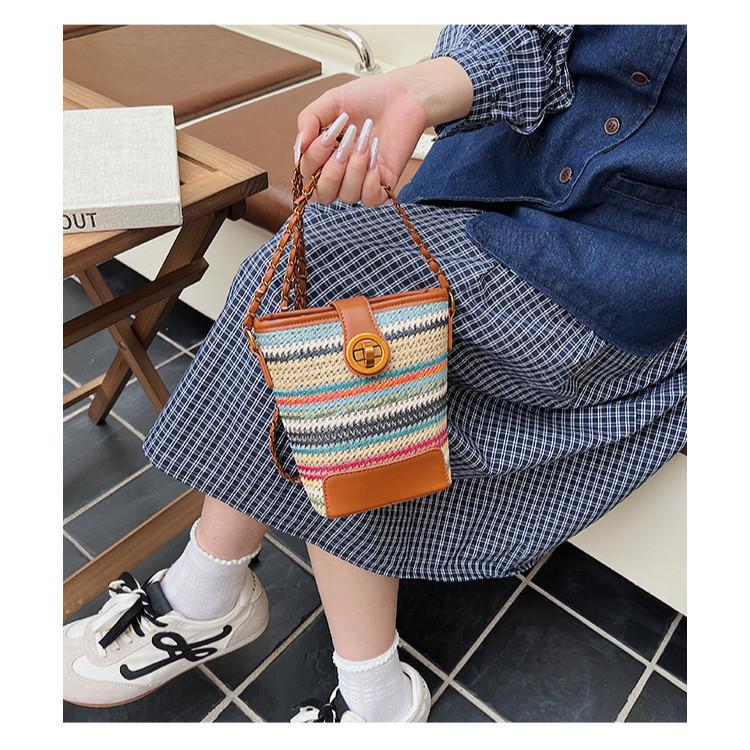 IELGY Ladies Messenger Bag Canvas Summer Fashion Bucket Bag