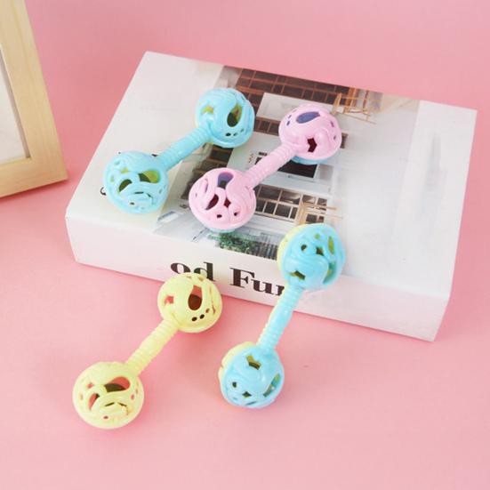 Dual Bell Baby Rattle Toy Soft Grip Shaker with Bell Sound