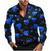 Camicie a maniche lunghe da uomo con stampa a forma di cuore, cardigan casual, nuovi bottoni, camicie per la moda delle vacanze