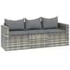 Vidaxl 3-Cz. Garden Lounge Set, Cushions, Grey PE Rattan