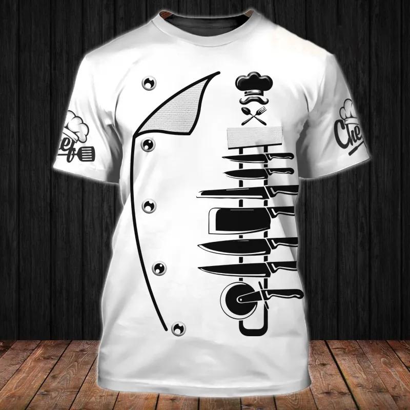 Male T Shirt Vintage T-Shirt Summer Clothing Personalized Name Chef 3d Restaurant Print Tops Street Casual Sports Loose Pullover
