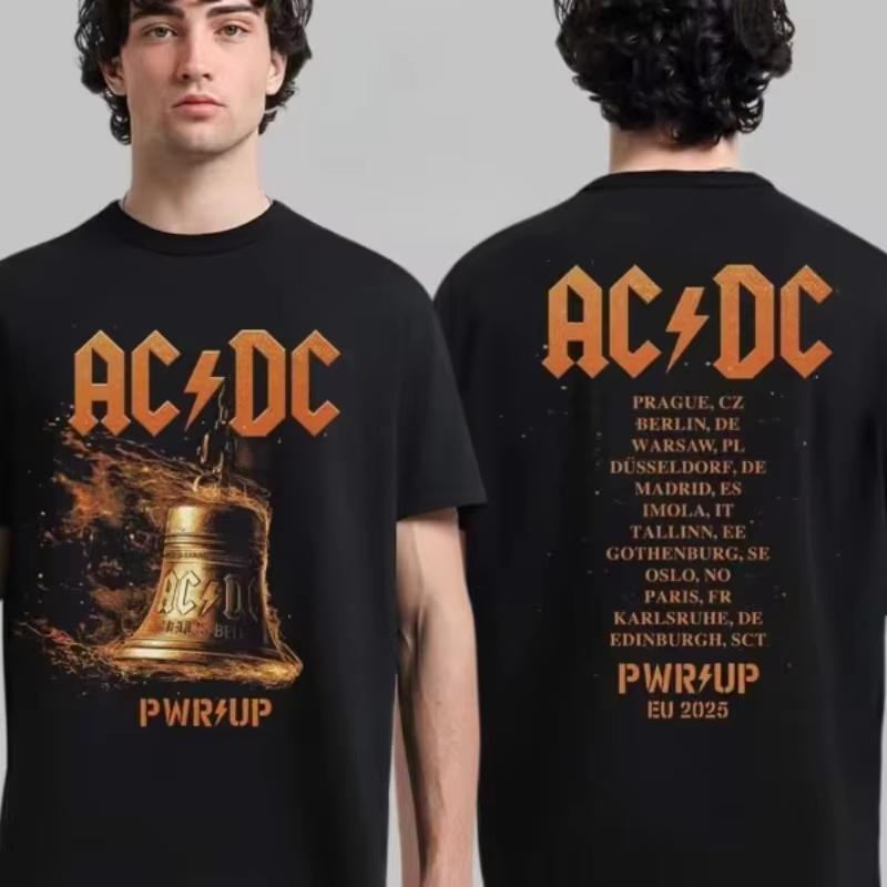 AC/DC Back in Black Back in North America PWR UP Tour 2026 Zomer Unisex T-shirt Bestseller Heren Dames Losse Katoenen Ins Y2K Tops