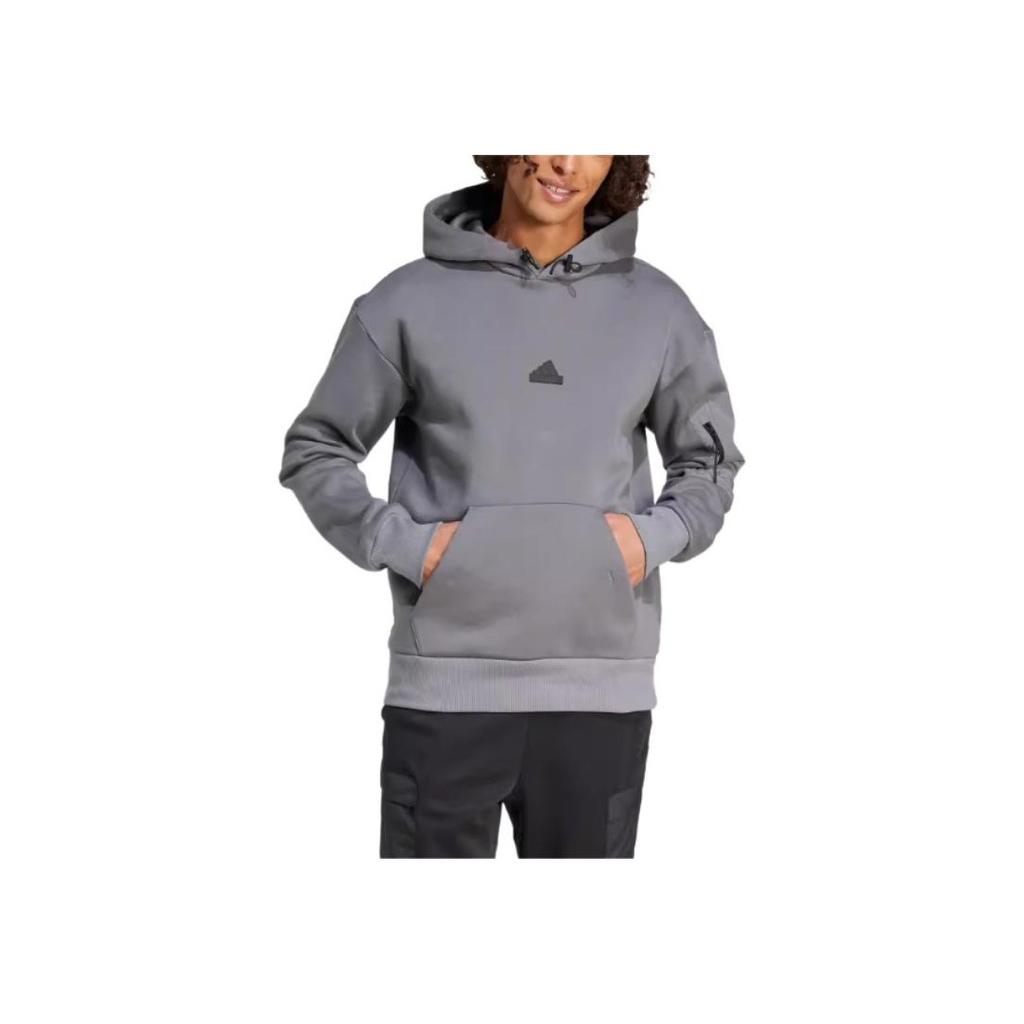 Adidas Casual Drawstring Hooded Light Sports Sweatshirt Men Sweatshirts Gray IY1518