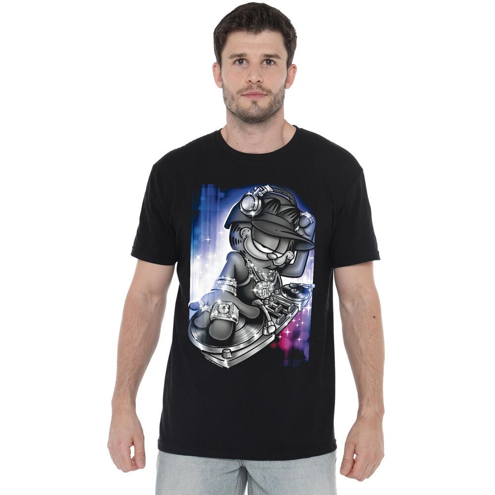 Garfield Dj Lazy T-Shirt S-2XL, Black Unisex T-Shirt M
