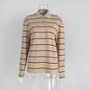 Women's  Spring Summer Long Sleeve Striped Polo T-Shirt, Loose Retro Trendy Casual Top for Women