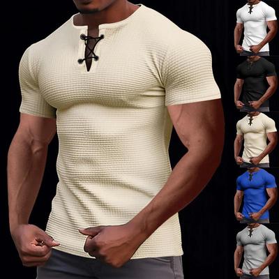 Summer New Sports Leisure Fashion Slim Fit Breathable Men's Short Sleeved T-shirt Henry Shirt Top