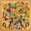 130cm Luxury Brand Twill Hijab Large Square Scarves Floral Horse Print Twill Shawls Bandana Silk Scarf For Women Head Scarf