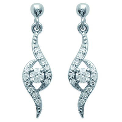 [I9093] - Silver Earrings 'Scarlett' Silver White (rhodium Plated) - 25x5 Mm