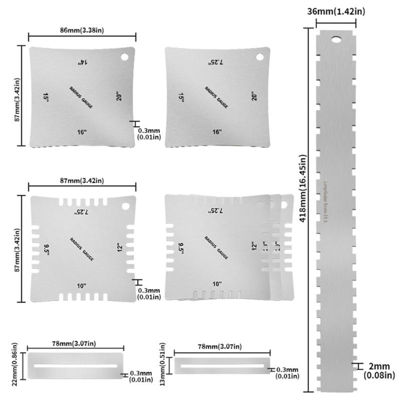 Guitar Notched Radius Gauges Radius Gauge String Height Gauge Polishing Gasket