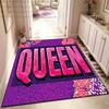 Trendiger Pink-Lila Königin Buchstaben-Druck Teppich Pop Art Schlafzimmer Großer Teppich Weich Rutschfest Waschbar Wohnzimmer Eingang Fußmatten