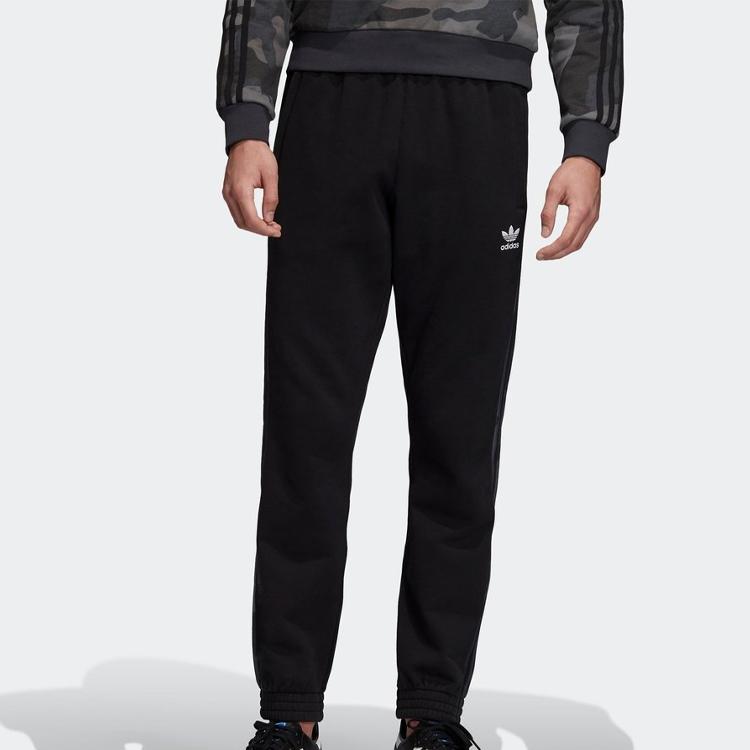 Adidas Originals Trefoil Casual Mid-Waist Drawstring Tapered Knit Joggers Men Bottoms Black FL0002