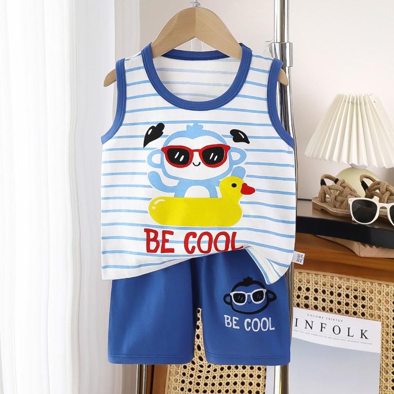 2pcs/set Children Sets Kids Cartoon Vest Suit Summer Sleeveless Tank Tops + Shorts Set Toddler Baby Boys Girls Outfits Clothes