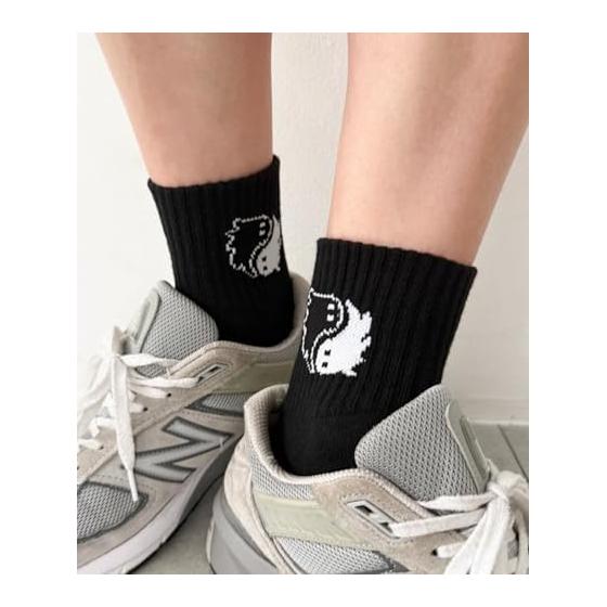 [Wego] Obake Yin Yang Socks Gift for Men Present Women 25-27cm