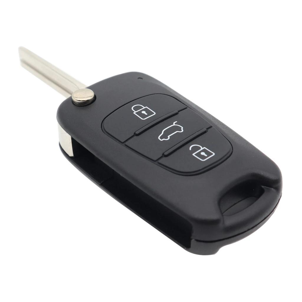 3 Button Flip Key Shell for Hyundai i10 i20 i30 ix20 ix35 Elantra Veloster Tucson and Kia Rio Ceed Picanto Sportage Sorento No Electronics