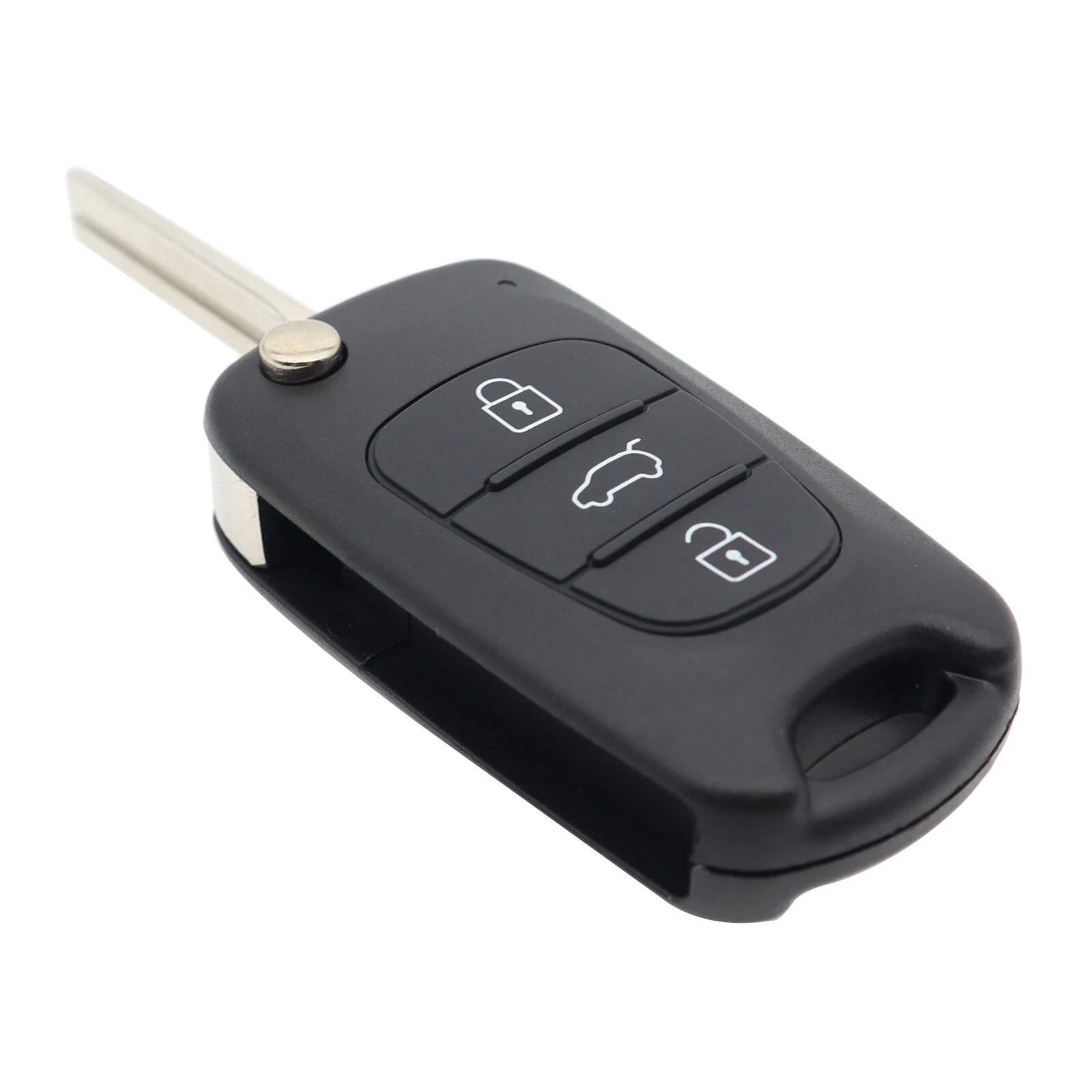 3 Button Flip Key Shell for Hyundai i10 i20 i30 ix20 ix35 Elantra Veloster Tucson and Kia Rio Ceed Picanto Sportage Sorento No Electronics Pack of 1