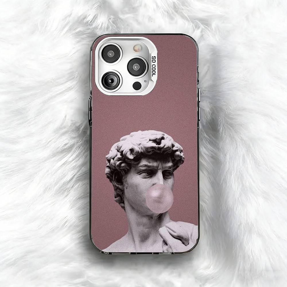 Creative Parody D-David Greek Phone Case For iPhone 16 17 15 14 12 13 Pro Max Black Color Shockproof Cover
