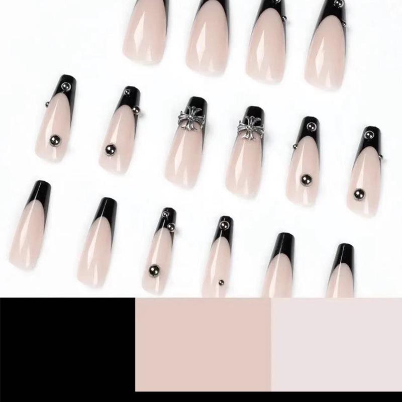 Chrome Hearts Cross Dark Ballet Press-On Nails - Spicy Cool Style, Pre-Glued Tips