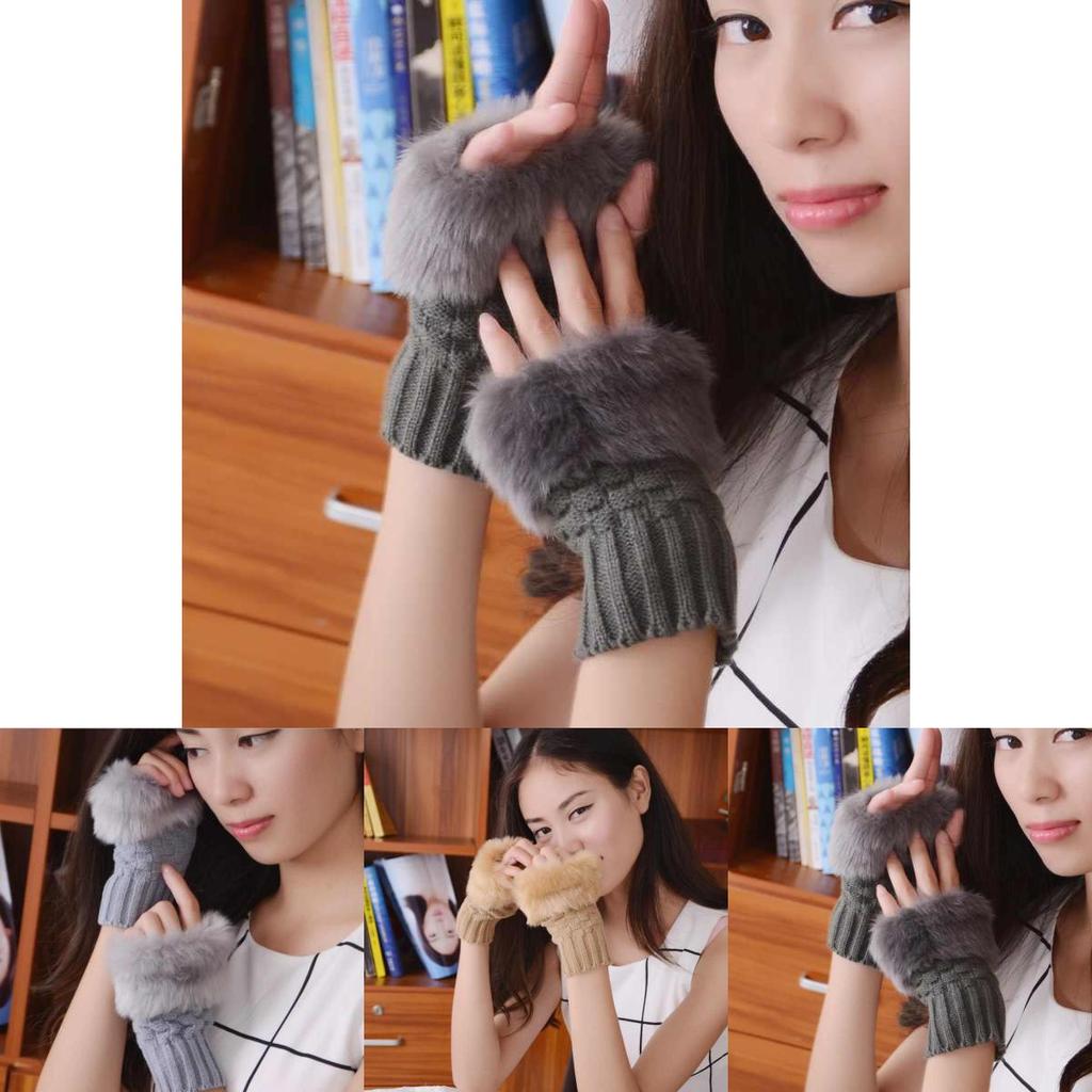 Damen Strick Warme Handschuhe Mit Halbfinger Stil Und Funktionalität Für Den Winter