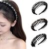 Sparkling Flocking Hairbands With Anti Slip Toothcomb, High Cranium Headdress For Women Hair Decoration 3 Piece Set