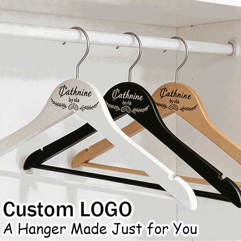 1PCS Personalized Wedding Wooden Hangers,Retro Bride Groom Hanger for Wedding Gift,Custom Engraved Name Logo Bridal Dress Hanger