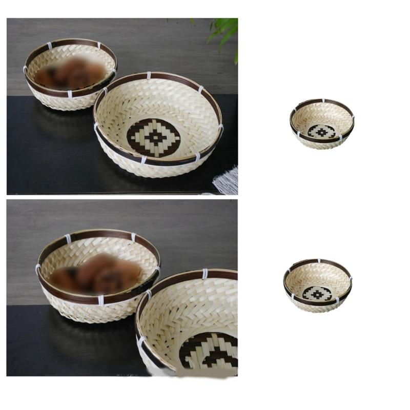 Bamboos Basket Box Natural Woven Storage Basket Bin Weaving Decorative Basket Box Farmhouse Picnics Table Storage Basket