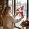 Festival Atmosphere Decor Christmas Snowman with Lantern Window Cling, Cute Static Glass Sticker, PVC Decals Reusable Sticker for Doors and