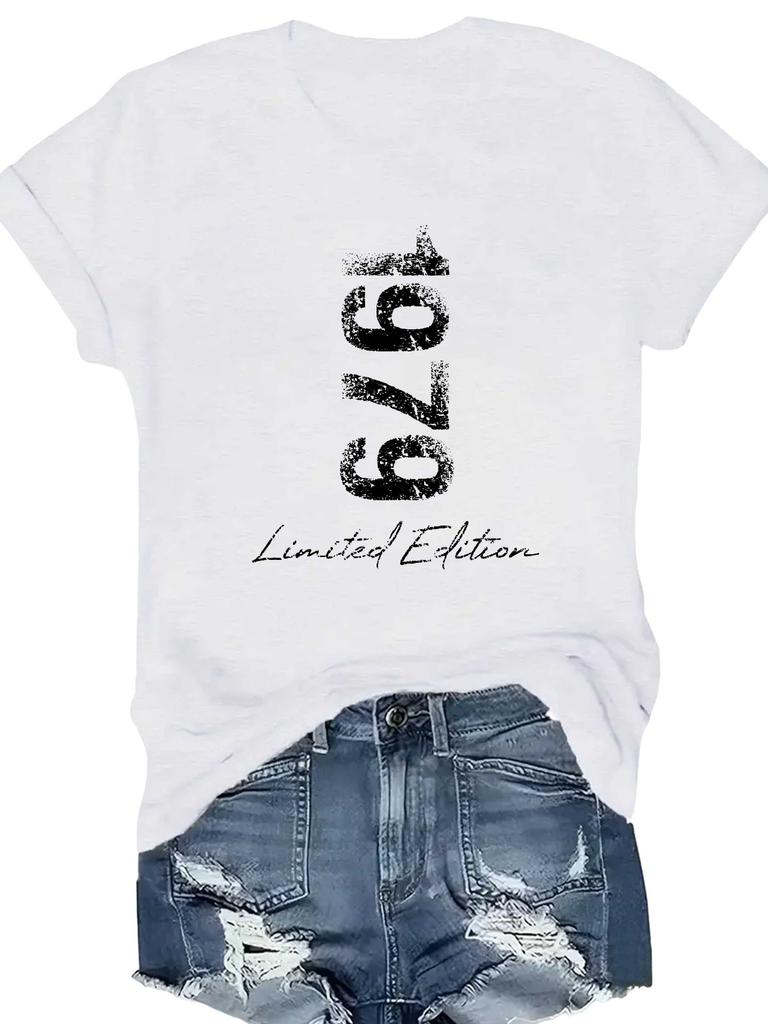 Europäische GrößenKurzarm-T-Shirt für Damen, Limitierte Auflage von 1979